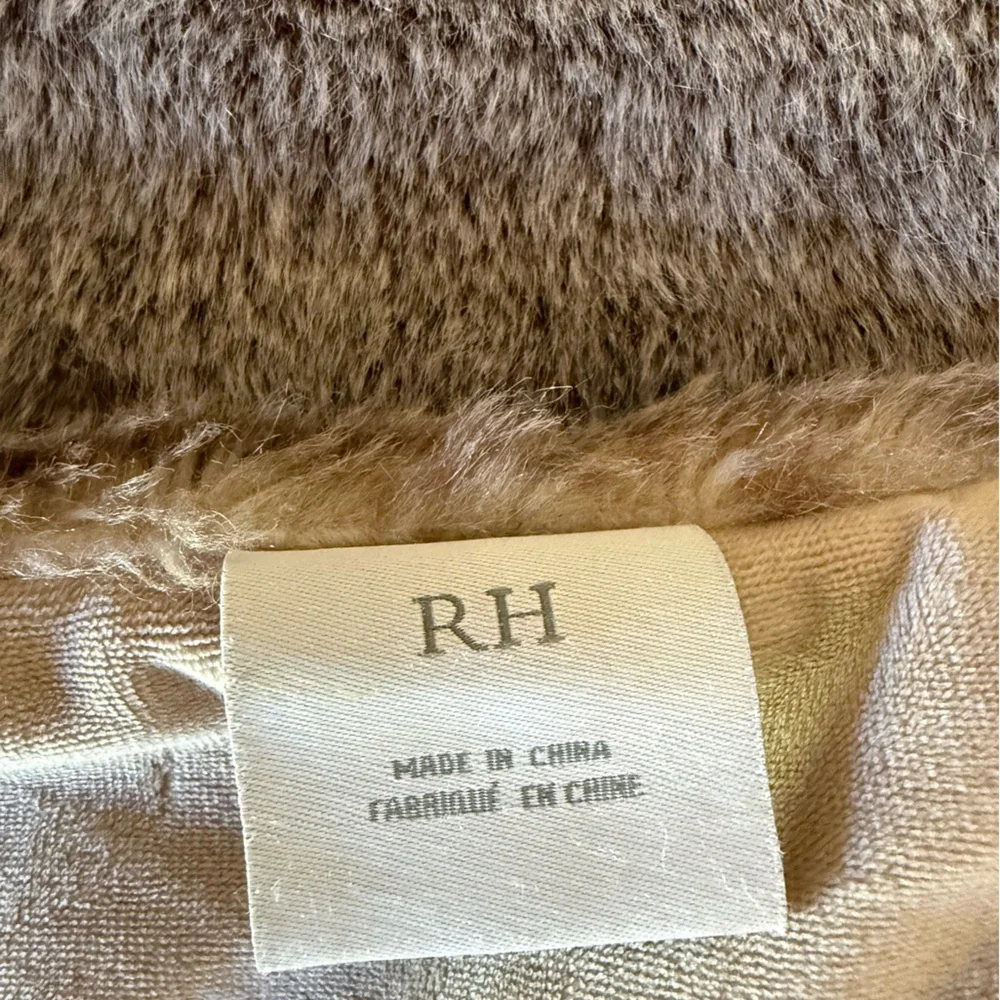 Restoration Hardware Plush Faux Fur Reversible Throw Blanket - Taupe